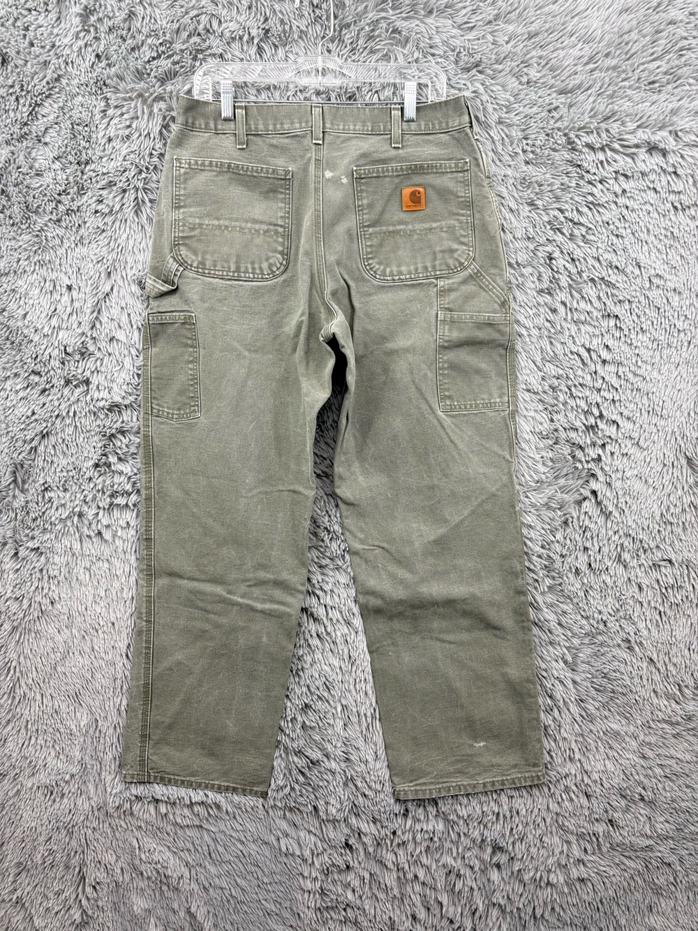 Carhartt Jeans Mens 34 Green B11 MOS Loose Original Fit Carpenter Dungaree